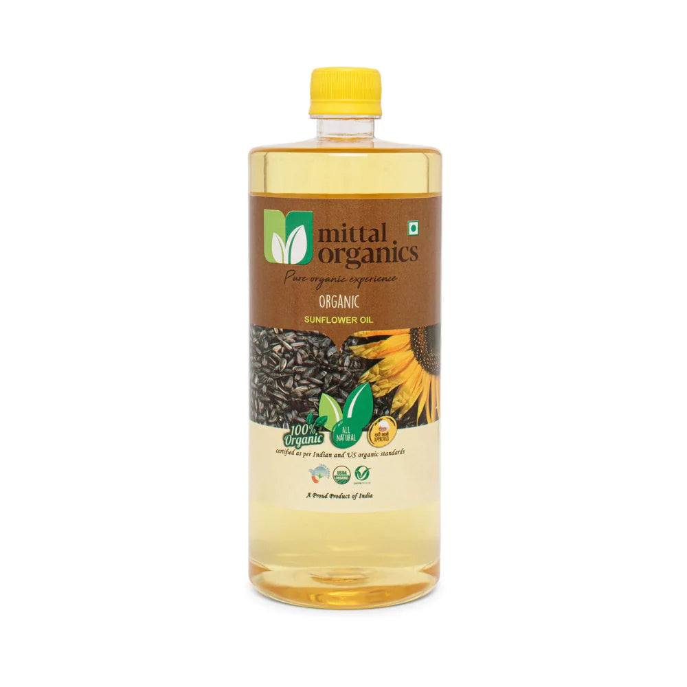 Organic Sunflower Oil (Sooraj Mukhee) (सूरजमुखी का तेल) (1L) (Pack of 2)