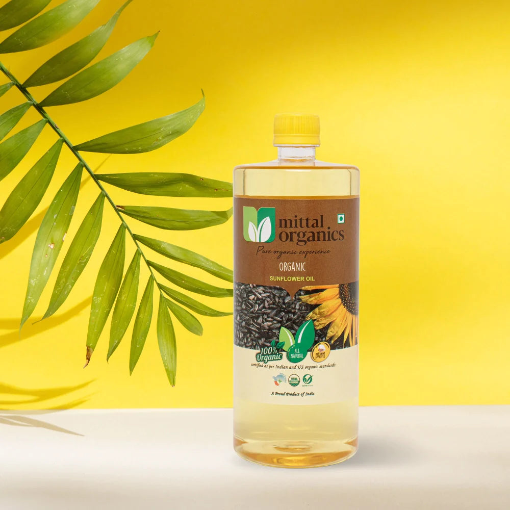 Organic Sunflower Oil (Sooraj Mukhee) (सूरजमुखी का तेल) (1L) (Pack of 2)