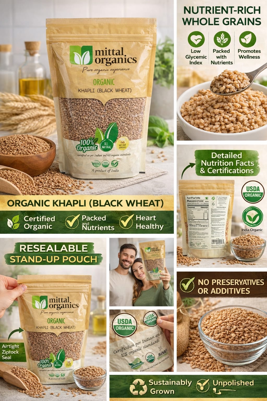 Mittal Organics Black wheat Whole (Khapli) 900GM (Pack of 2)
