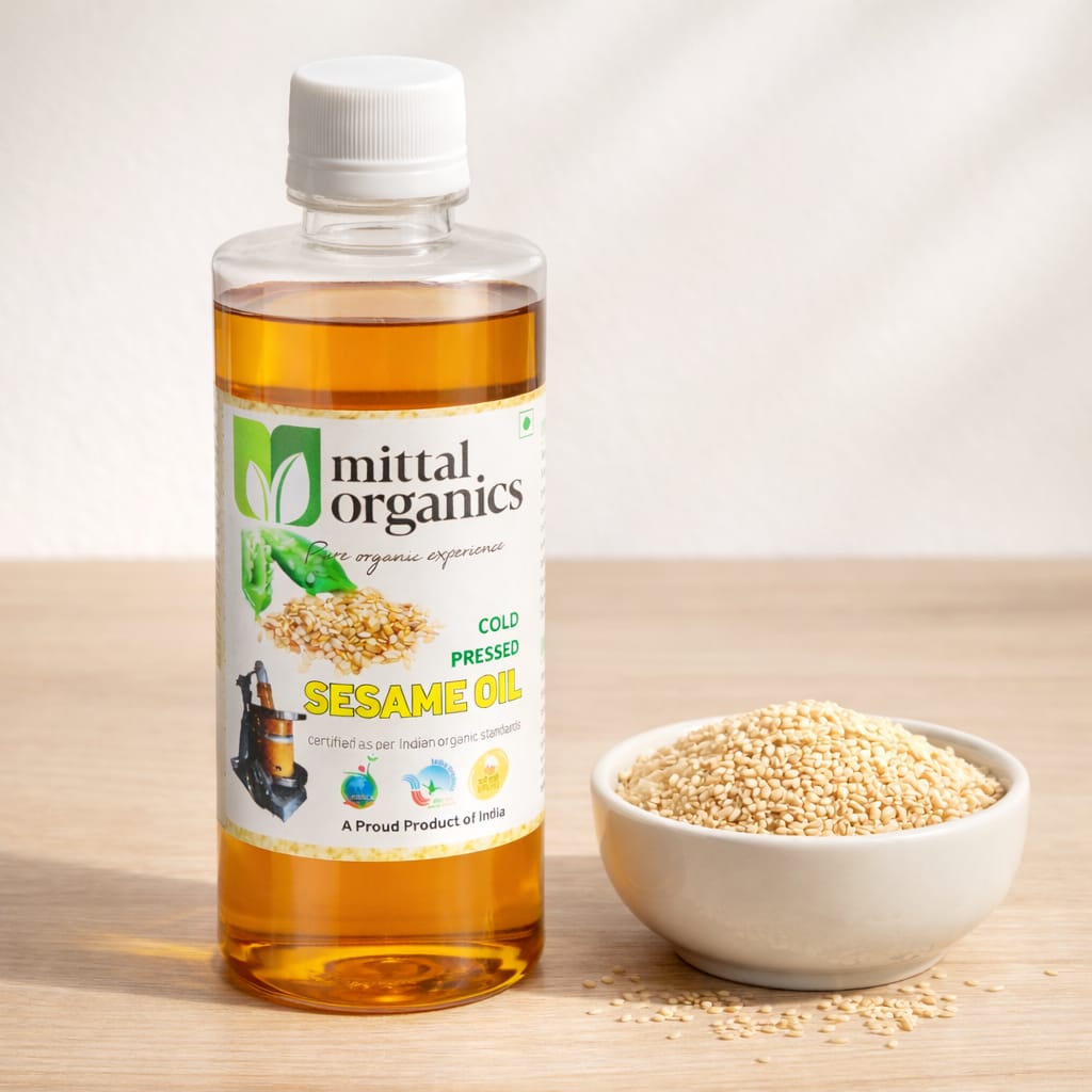 Organic White Sesame Oil (Til) (सफेद तिल तेल) (1L) (Pack of 2)