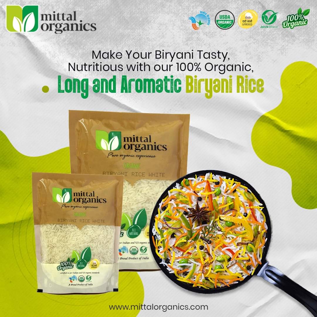 Organic Biryani Rice White (बिरयानी चावल) (850gm) (Pack of 2)