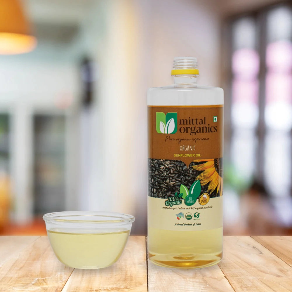 Organic Sunflower Oil (Sooraj Mukhee) (सूरजमुखी का तेल) (1L) (Pack of 2)