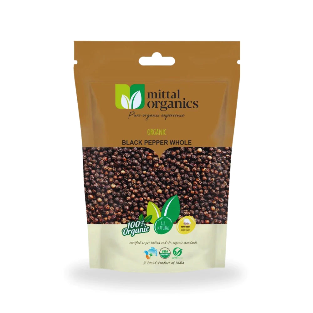 Organic Black Pepper Whole (काली मिर्च साबुत) (300gm) (Pack of 2)