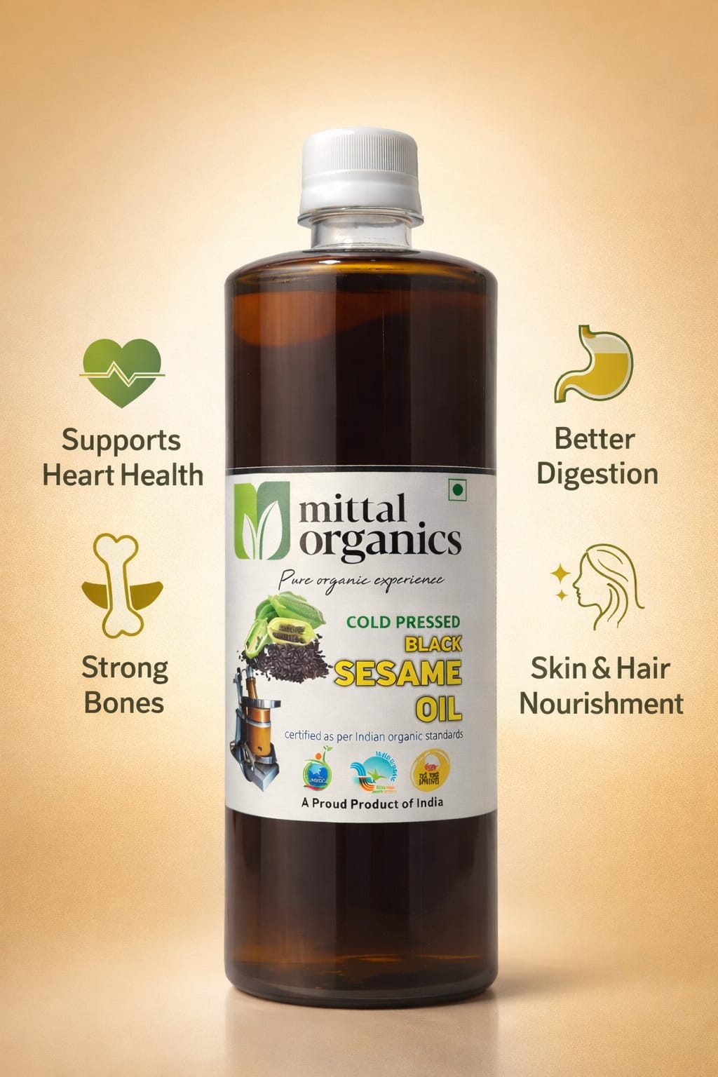 Organic Black Sesame Oil (Til) (काले तिल का तेल) (1L) (Pack of 2)