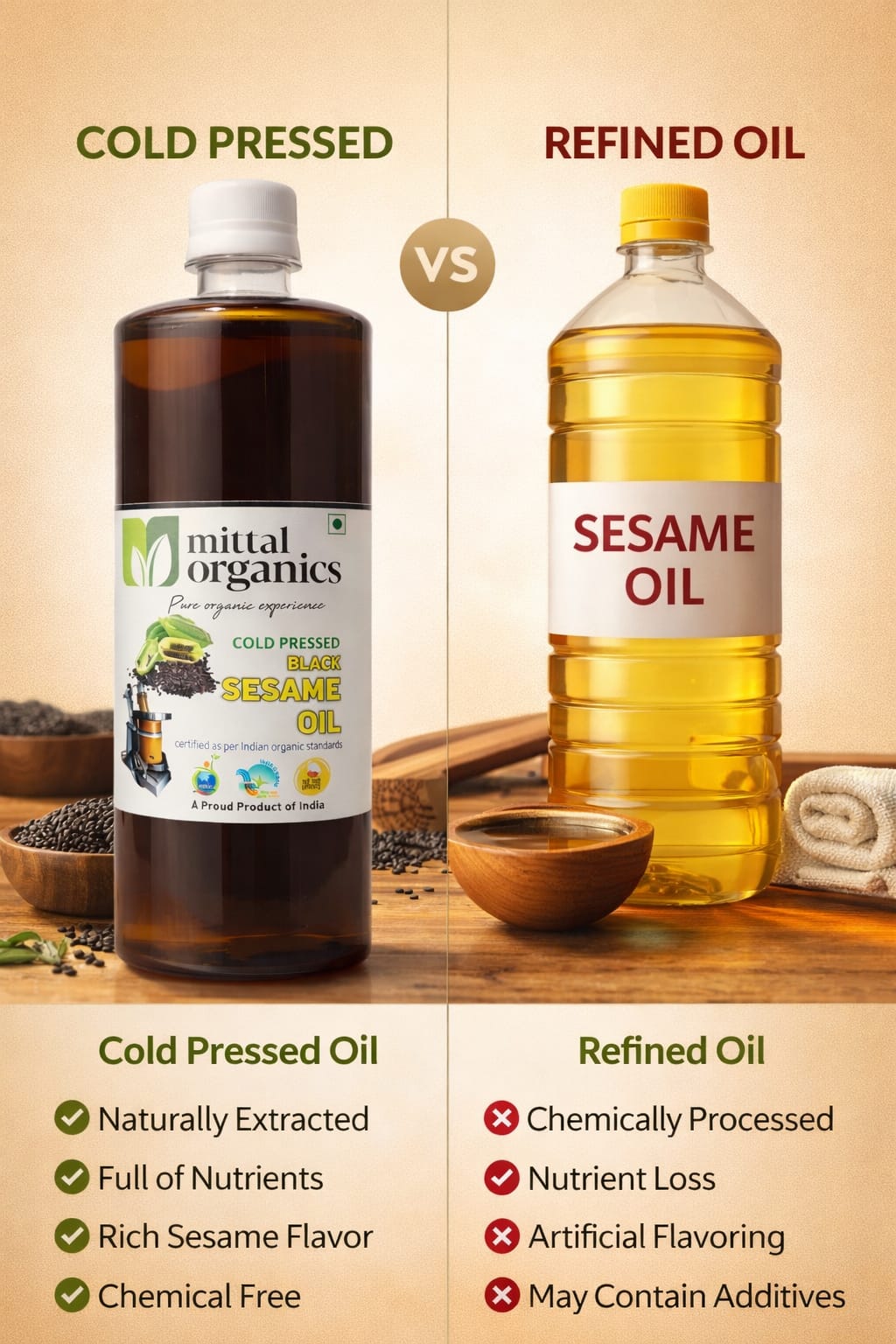 Organic Black Sesame Oil (Til) (काले तिल का तेल) (1L) (Pack of 2)