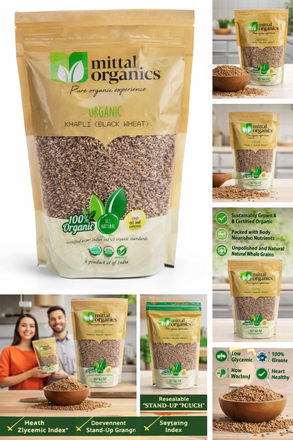 Mittal Organics Black wheat Whole (Khapli) 900GM (Pack of 2)