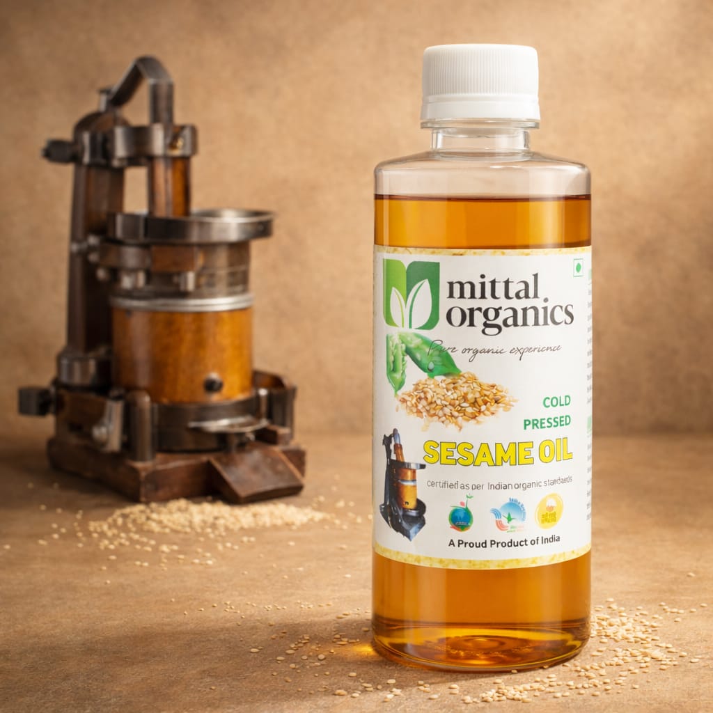 Organic White Sesame Oil (Til) (सफेद तिल तेल) (1L) (Pack of 2)