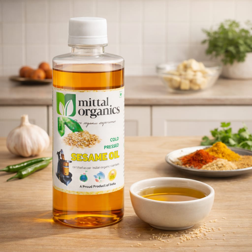 Organic White Sesame Oil (Til) (सफेद तिल तेल) (1L) (Pack of 2)