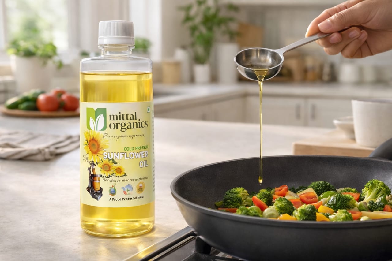 Organic Sunflower Oil (Sooraj Mukhee) (सूरजमुखी का तेल) (1L) (Pack of 2)