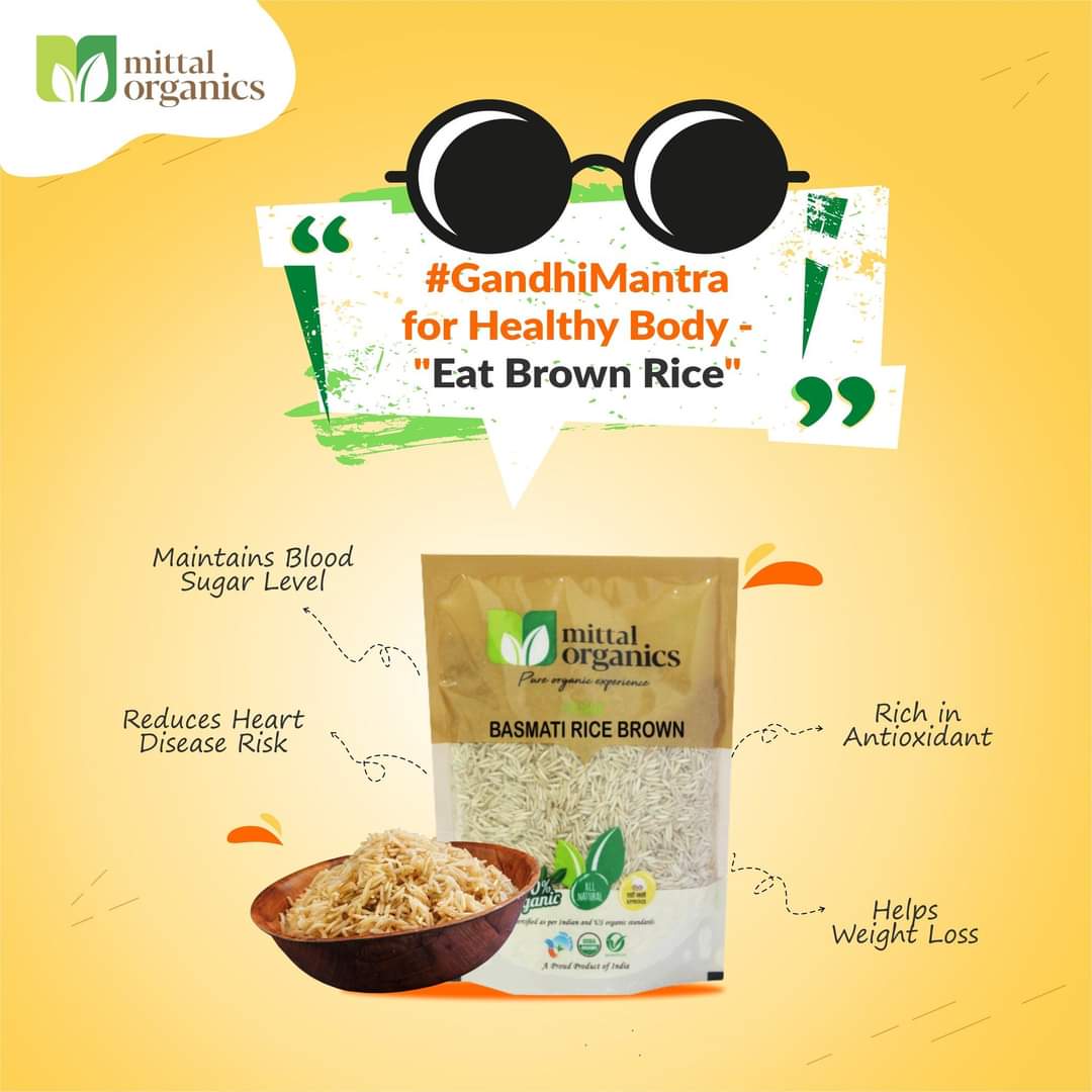 Organic Basmati Rice Brown (बासमती चावल ब्राउन) (850gm) (Pack of 2)